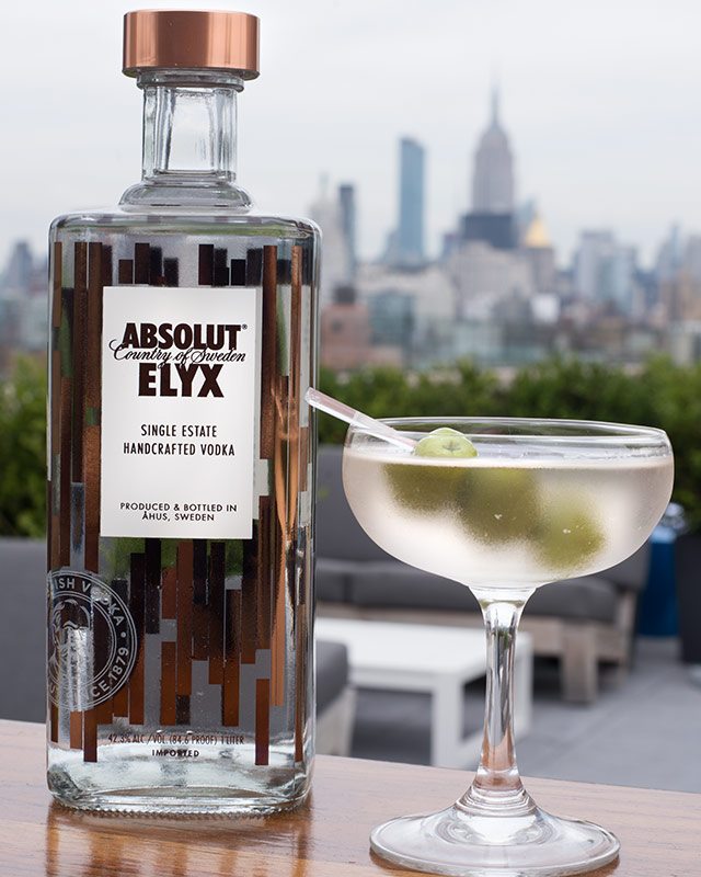 Absolut Elyx Dirty Martini at Mr Purple