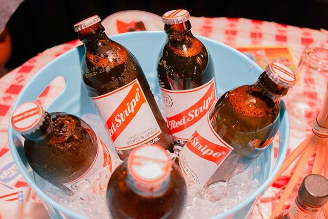Bucket of Red Stripe Jamaican Beer at Miss Lily's